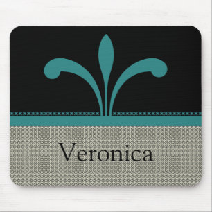 Floral Chic Mousepad, Teal Mouse Mat