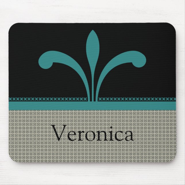Floral Chic Mousepad, Teal Mouse Mat (Front)