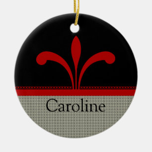 Floral Chic Ornament, Dark Red Ceramic Tree Decoration