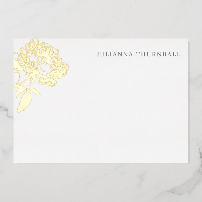 Floral Chic Peony Luxe Personal Stationery  (Front)