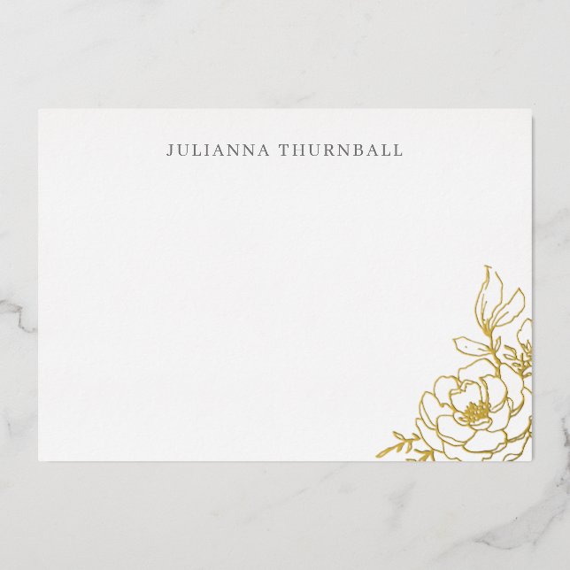Floral Chic Peony Luxe Personal Stationery  Foil I (Front)