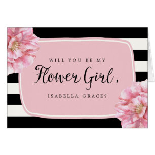 Floral Chic Personalised Flower Girl Card / Pink