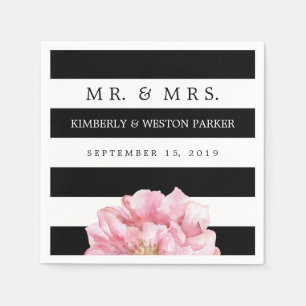Floral Chic Personalised Wedding Napkins