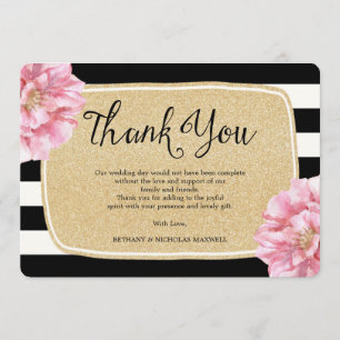 Floral Chic Photo Thank You Card / Champagne
