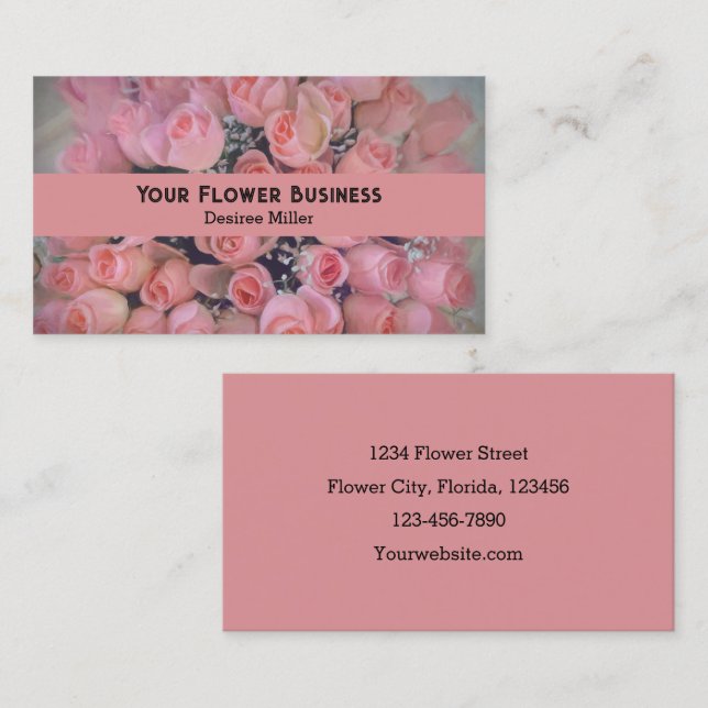 Floral Chic Pink Roses Bouquet Business Card (Front/Back)