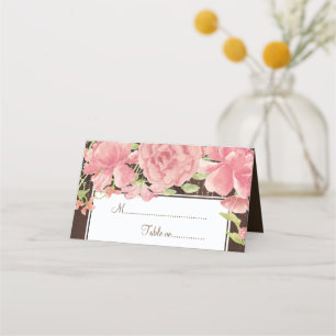 Floral chic rustic country wedding table place card