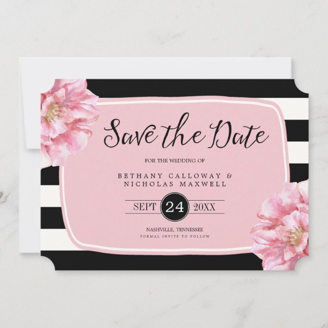 Floral Chic Save the Date Announcement / Pink (Front)