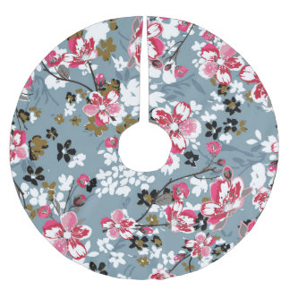 Floral Chic: Small Blossom Backgrounds Brushed Polyester Tree Skirt