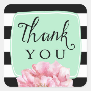 Floral Chic Thank You Stickers / Mint