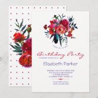 Floral chic watercolor bouquet birthday party