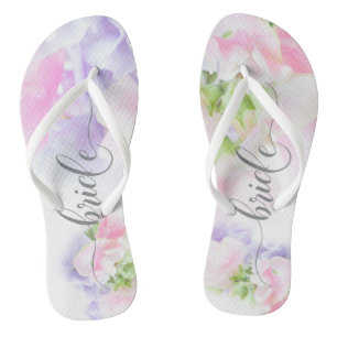 FLORAL CHIC WEDDING SWEET PEAS Bride Flip Flops