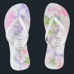 FLORAL CHIC WEDDING SWEET PEAS Bride's Mother Flip Flops<br><div class="desc">Mother of the Bride Sandals to match the collection-  Floral Chic Wedding Sweet Peas in pink and lavender with pretty calligraphy and modern fonts</div>