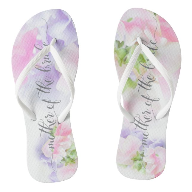 FLORAL CHIC WEDDING SWEET PEAS Bride's Mother Flip Flops (Footbed)