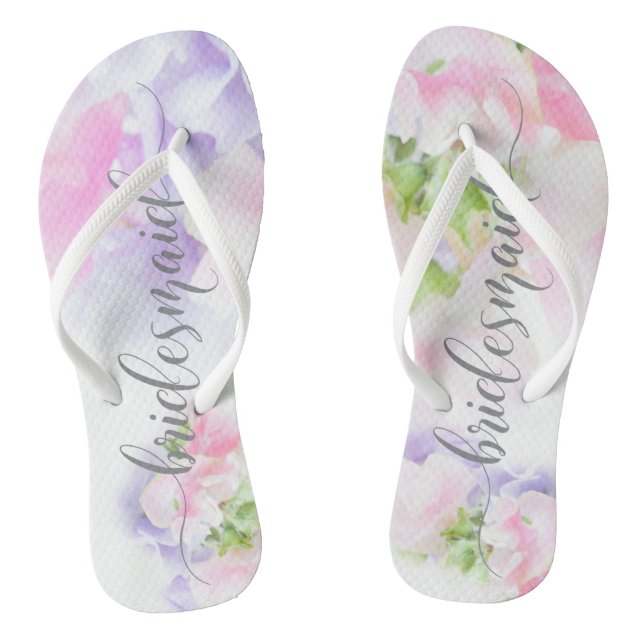 FLORAL CHIC WEDDING SWEET PEAS Bridesmaid Flip Flops (Footbed)