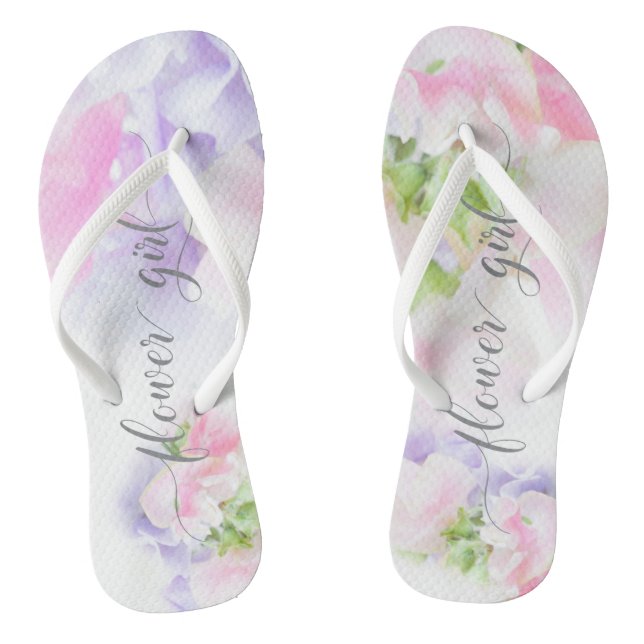 FLORAL CHIC WEDDING SWEET PEAS Flower Girl Flip Flops (Footbed)