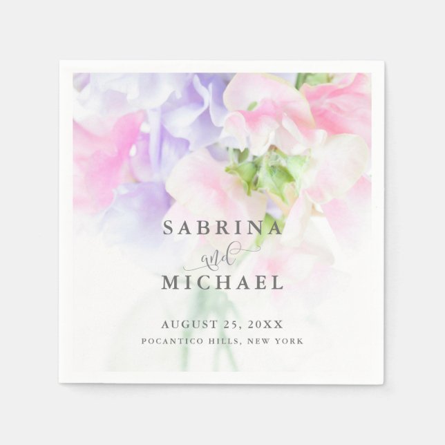 FLORAL CHIC WEDDING SWEET PEAS NAPKIN (Front)
