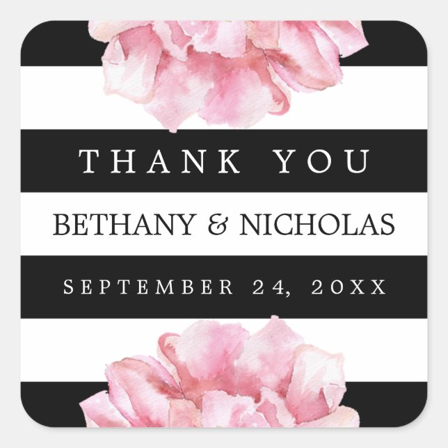 Floral Chic Wedding Thank You Favour Stickers (Front)