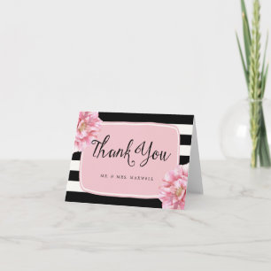 Floral Chic Wedding Thank You Note Card / Pink