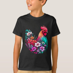Floral Chicken Girl Flower T-Shirt