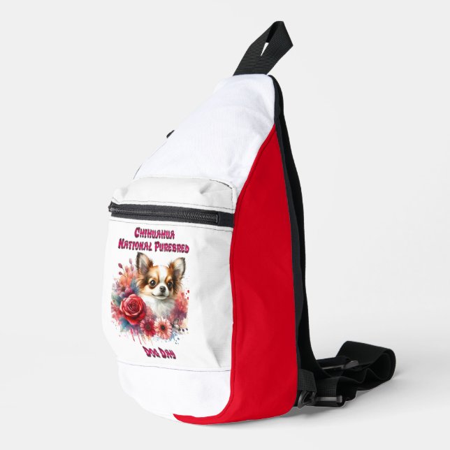 Floral Chihuahua A Petite Canine Blooms Sling Bag (Right Corner)