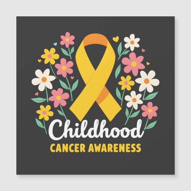 Floral Childhood Cancer Awareness Yellow Ribbon (Front)
