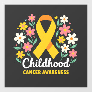 Floral Childhood Cancer Awareness Yellow Ribbon Window Cling