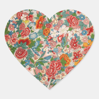 Floral chinese ornament Heart Sticker