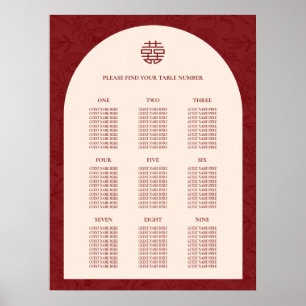Floral Chinese Wedding 9 Table Seating Chart