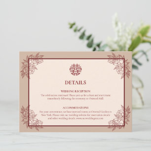 Floral Chinese Wedding Details Enclosure Card