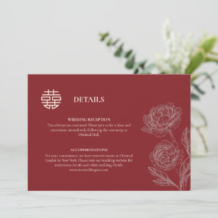 Floral Chinese Wedding Details Enclosure Card