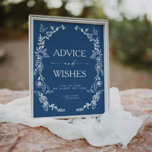 Floral Chinoiserie Advice & Wishes Pedestal Pedestal Sign