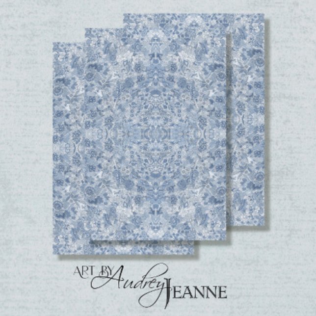 Floral Chinoiserie Asian Blue and White Decoupage Tissue Paper (Creator Uploaded)