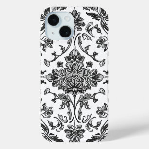 Floral Chinoiserie Black & White Watercolor iPhone 15 Case