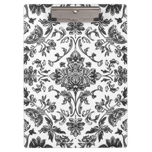 Floral Chinoiserie Black & White Watercolor Clipboard