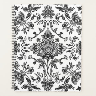 Floral Chinoiserie Black & White Watercolor Planner