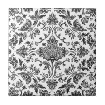 Floral Chinoiserie Black & White Watercolor