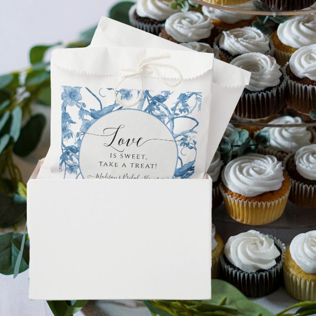Floral Chinoiserie Blue and White Toile Bridal Favour Bags (Creator Uploaded)