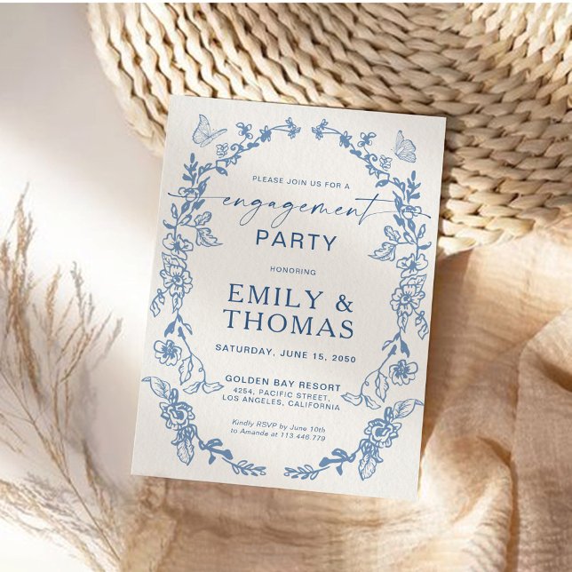 Floral Chinoiserie Engagement Party Invitation (Creator Uploaded)