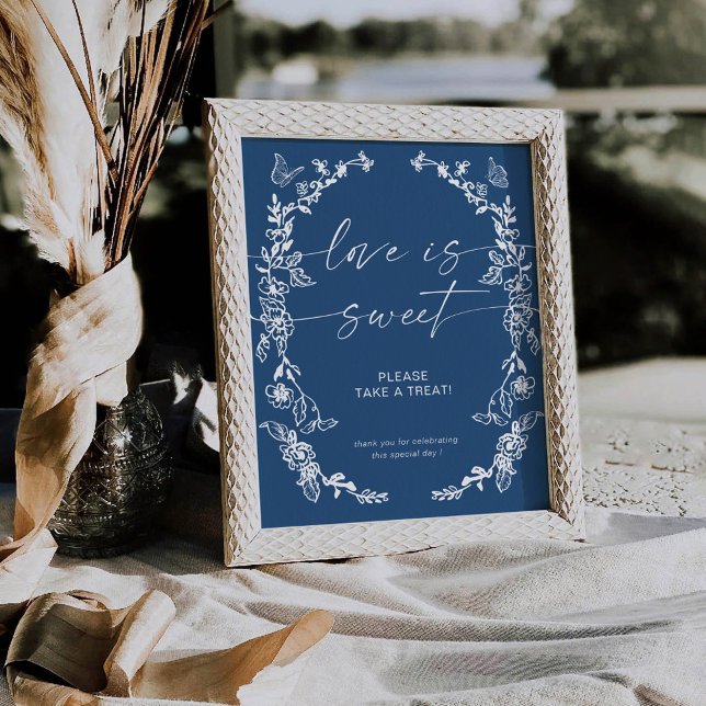 Floral Chinoiserie Love Is Sweet Pedestal Sign (Creator Uploaded)