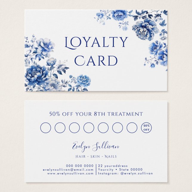 Floral chinoiserie loyalty card (Front & Back)