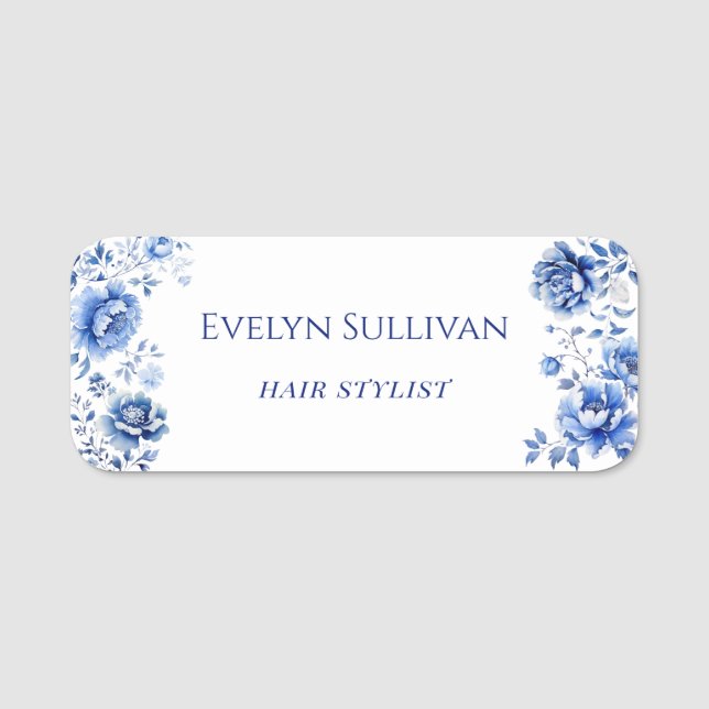 Floral Chinoiserie Name Tag (Front)