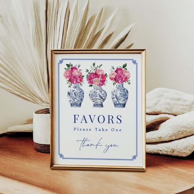Floral Chinoiserie Porcelain Bridal Shower Favours Poster (Creator Uploaded)