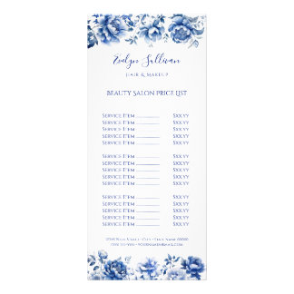 Floral chinoiserie price list rack card