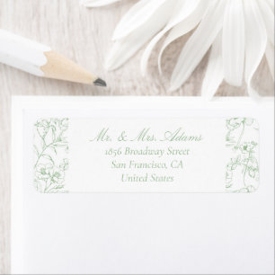 Floral Chinoiserie Sage Green Pre-Addressed Return