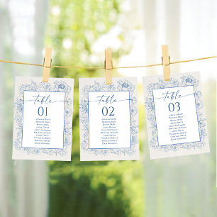 Floral Chinoiserie Table Seating Chart Cards