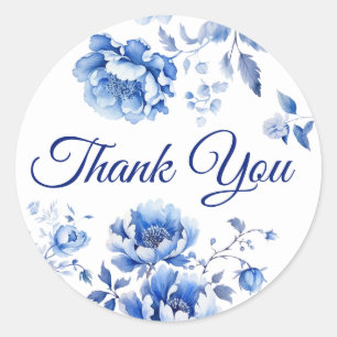 Floral Chinoiserie Thank you Classic Round Sticker
