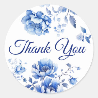 Floral Chinoiserie Thank you Classic Round Sticker