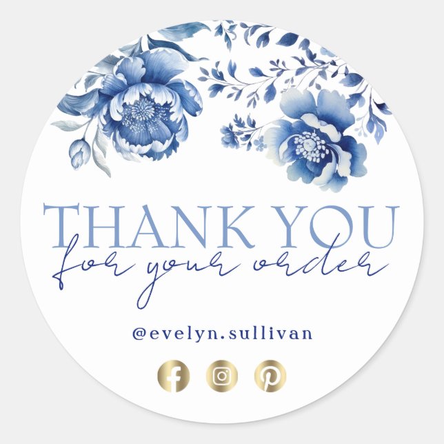 Floral chinoiserie thank you Sticker (Front)