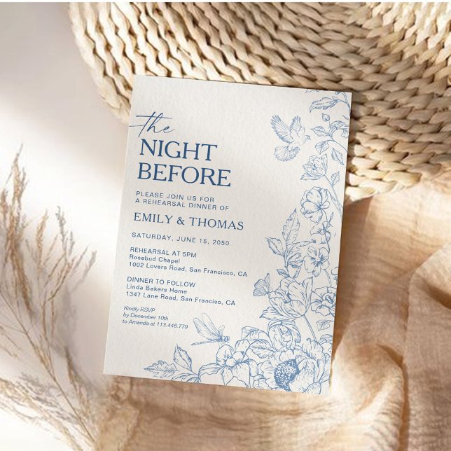 Floral Chinoiserie The Night Before Invitation (Creator Uploaded)