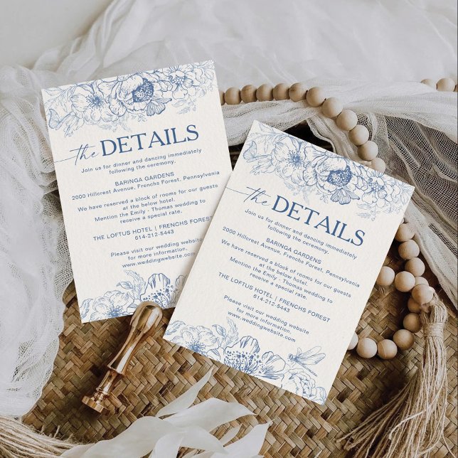 Floral Chinoiserie Wedding Details Enclosure Card (Creator Uploaded)